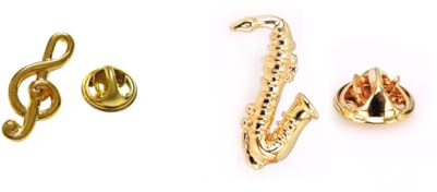 Generisch Juego de 2 broches dorados para saxofón y clave de sol, Acero aleado