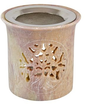 NKlaus 9 x 9 cm, color natural, esteatita, humo, árbol, colador, diámetro 9 cm, vela de té, incienso, calientaplatos 15723