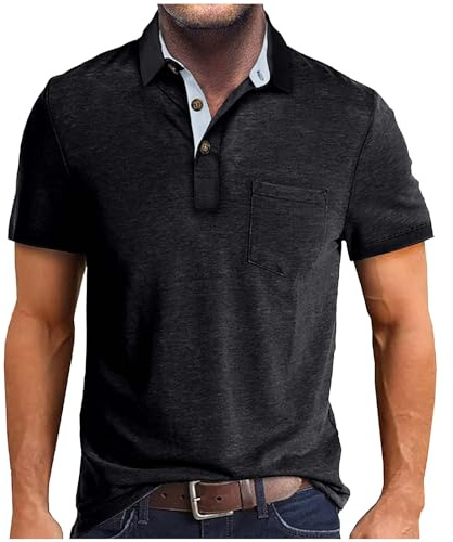 Men's Polos Funny Golf Shirts Quick Dry T Shirt Mens Summer Shirts Plaid Shirts Men Dress Shirt Mens Polo Shirts Long Sleeve White Shirts Polo T Shirts for Men UK Boys Hawaiian Black 3XL
