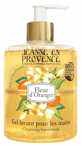 JEANNE EN PROVENCE - Gel lavant pour les Mains - Parfum Fleur d'Oranger - Flacon Pompe 500 ml - 95% d'Ingrédients d'Origine Naturelle - Fabriqué en France à Grasse