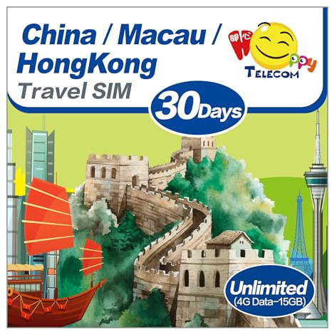 Prueba gratuita de 150 MB 1 día en Reino Unido | Tarjeta SIM de datos ilimitados de 30 días Happy China, Hong Kong, Macao | 15 GB de datos de alta velocidad 5G y luego 128 kbps | Compatible con Google
