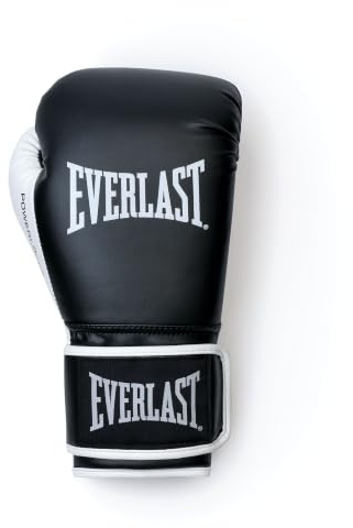 Everlast Powerlock OG 16 oz Gants de Boxe (Noir/Blanc), pour Sac, Mitaines et Sparring, Fermeture Auto-agrippante, Mousse avancée, Prise Ergonomique – Équipement Everlast Authentique