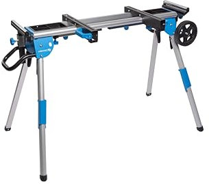 HÖGERT TECHNIK – Klappbarer, mobiler Sägetisch für Kapp- und Bandsägen mit Rollenstützen, Werkzeugablagen, Stahl-Alu-Konstruktion und 100 kg Tragkraft für präzise Arbeiten