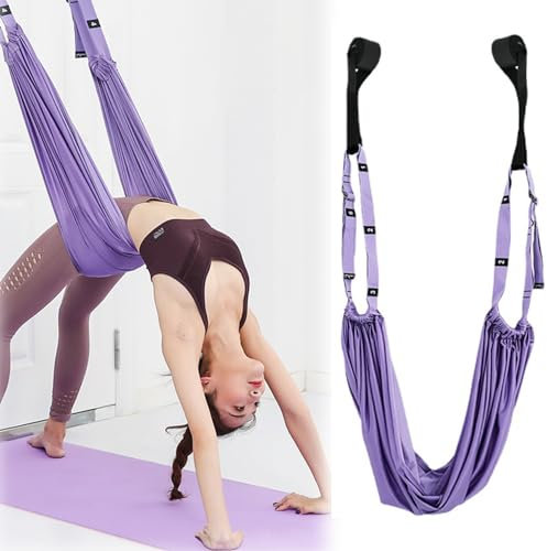 Aerial Yogatuch, Yogagurt Beinstretcher mit Türanker, Hochelastisches Stretching Band, Verstellbarer Yoga Gurt, Yogagurt für Ganzkörpertraining, Therapieschaukel, Schlingentrainer, Postnatale Erholung