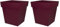 EDA - Pot de Fleur Carré Toscane 50 cm - Volume 87 L - 49,5 x 49,5 x H.52,5 cm - Rouge Bourgogne (Lot de 2)