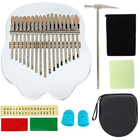 Piano de pulgar Kalimba de 17 teclas, piano de pulgar portátil y ergonómico de acrílico transparente y acero inoxidable con un sonido claro y brillante para niños principiantes y e