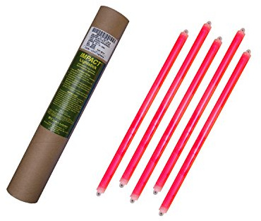 Cyalume Tube de 5 Bâtons Lumineux SnapLight IMPACT 40cm Rouge 2 Anneaux 12 heures 15'' Non-Emballés Individuellement