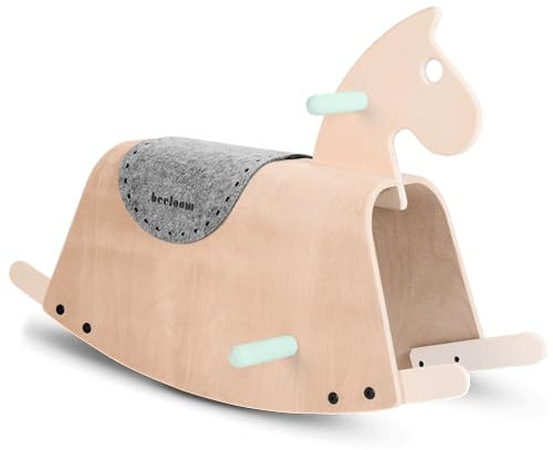 Beeloom - Caballito balancín Sitter para Bebe de Madera Natural diseño Caballo Mecedora, Juguete para Equilibrio por niños, Color Verde