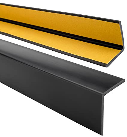 Quest Cornière PVC 27x27mm – Baguette d’Angle de Protection, profilé autoadhésif – Protection et rebords, Souple Autocollant – Noir, 200cm