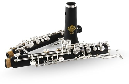 Rochix Oboe Children Level CH13 Composite Wood Body Silver Plated Semi Automatic C Tone with 1 Reeds,1 Cleaning Cloth,1 Oboe Swab,1 Thumb Rest,1 Case and More