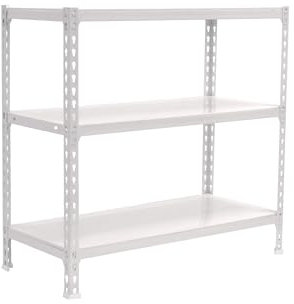 Simon Rack Schwerlastregal, 900x1000x300 mm, Bis 180 kg Belastbar, 3 Verstellbare Ablagen, Kellerregal, Lagerregal, Weiss - Simonclick
