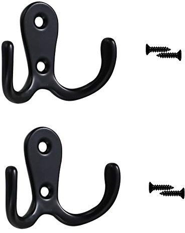 2 PCS Double Door Hooks Vintage Antique Coat Hooks Double Prong Wall Mounted Decorative Clothes Hat Hooks Double Robe Hooks Screw In Door Hooks For Kitchen Bedroom Wall Bathroom Hanging With Screws
