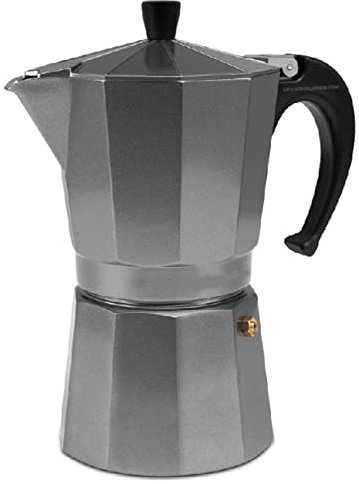 Suinga Cafetera italiana de aluminio SILVER. Capacidad 9 tazas. Utilización para gas, vitrocerámica, eléctrico e inducción.