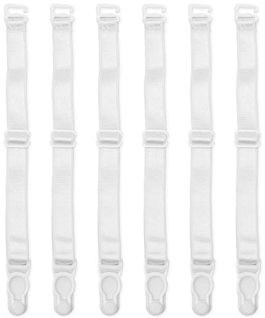 Satini regolabile Plastica Fermaglio Reggicalze Cintura Lingerie Cinghie (Bianco, 6 Cinghie)