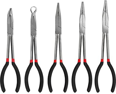 Juego de alicates de punta fina, 5 piezas, alicates para nariz redonda para coche, juego de alicates largos, 11/180 mm