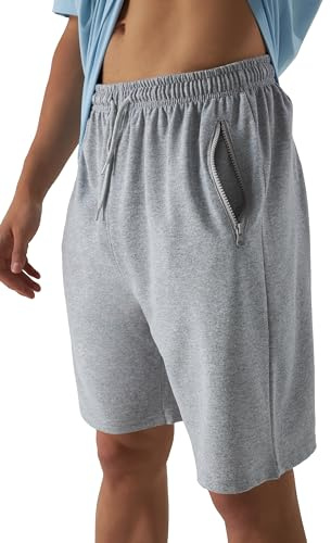 Smith & Solo Short de Sport Homme Coton - Short de Jogging Court - Shorts de Sport Fitness, Bermudas, Shorts d'entraînement, Shorts de Tennis (Gris, XL)