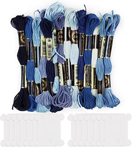 SZCXDKJ Blaue Stickgarne, Stickgarne, Kreuzstichgarn, blau, 14 Knäuel pro Packung