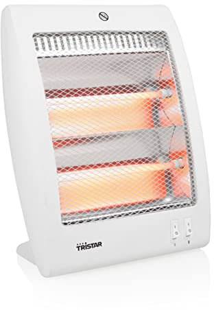 Tristar KA-5127 Calefactor eléctrico halógeno, alcance para 12 m², 2 niveles de potencia, protección contra caída y sobrecalentamiento, 800 W máx.