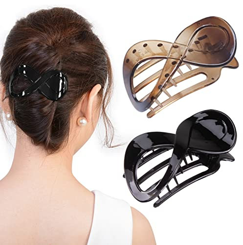 Kavya 2 Pcs Haarspangen Damen Schildpatt Haarklammer Groß, Rutschfest Haarklammern Französisch Hair Clip, Elegant Haarschmuck Mädchen