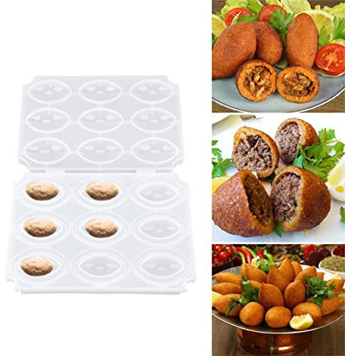 Köttbulleformbehandlare Manuell Köttfärsmaskin Pressverktyg DIY Kibbeh Rolls Maker Form DIY 9 Grids Hemlagad Köttmaskin (Transparent)