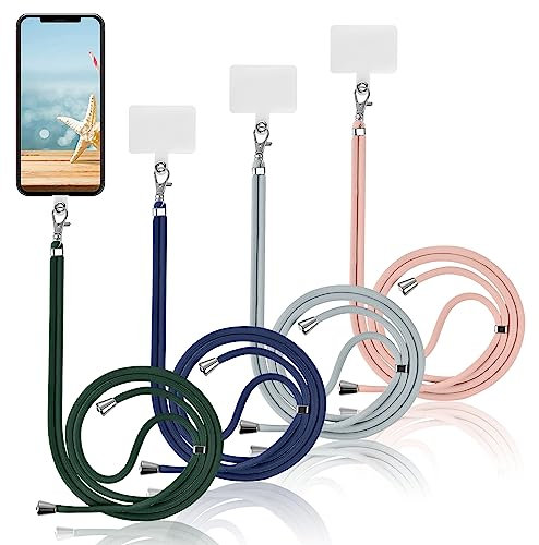 Yoedge Universal Handyband Geeignet für alle Smartphones, Einstellbar Schlüsselband Halsband Kordel zum Umhängen, Kompatibel mit iPhone/Samsung/Xiaomi/Huawei - Dunkelgrün/Blau/Grau/Rosa