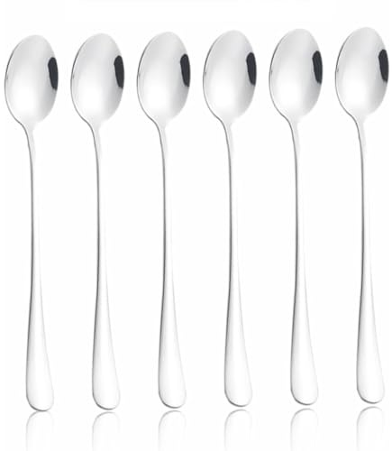 Teskedar i rostfritt stål, set med 6, espresso- och efterrättsskedar, miniskedar för fester, diskmaskinssäker, 14,5 cm