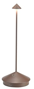 Zafferano, Pina, Lampada da Tavolo Ricaricabile e Senza Fili con Controllo Touch, Utilizzabile anche come Lampada da Esterni, Dimmer, 2200-3000 K, Altezza 29 cm, Colore Corten