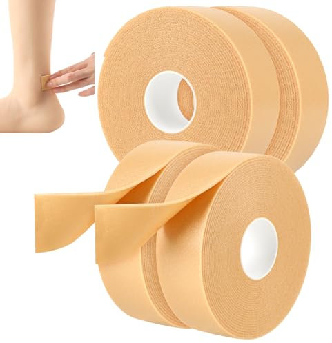 Prasacco 4 Stück Blasenpflaster, Tape für Füße Moleskin Blasenpflaster Blasenprävention Wasserfest Selbstklebendes Blasenpflaster Blasenpflaster Zehen für Füße, Hände, Fuß, Ferse, Zehen, Schuhe