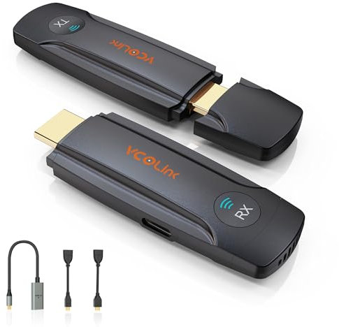 HDMI Wireless Transmitter and Receiver, Wireless Display Adapter 4K HD and 2.4G&5G, HDMI Extender Kit Support USB C Streaming Video Audio to Monitor TV from Laptop Camera STB, 196FT/60M, Plug & Play
