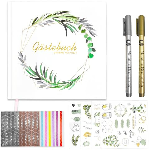 Guest Book Matrimonio, Libro Dediche Matrimonio, Libro Degli Ospiti Matrimonio, Guest Book 100 Pagine, con Firma Penna, Adesivo Angolo, Foto Autoadesivo per Matrimoni, Anniversari, Compleanni