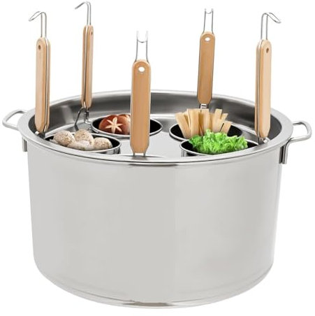 Kindevieft Set Inserto Cuocipasta Commerciale Pentola in Acciaio Inox con Coperchio E Cestello Scolapasta Inserto Pentole per Cucinare La Pasta per Cucina Ristorante Casa,4Holes