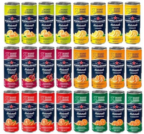 24 Dosen a 0,33l San Pellegrino 6 Sorten Mix inkl. 6€ EINWEG Pfand Granatapfel & Arancia, Aranciata Rossa, Clementina, Aranciata, Pompelmo, Limonata Sanpellegrino + Space Riegel von Onlineshop Bormann