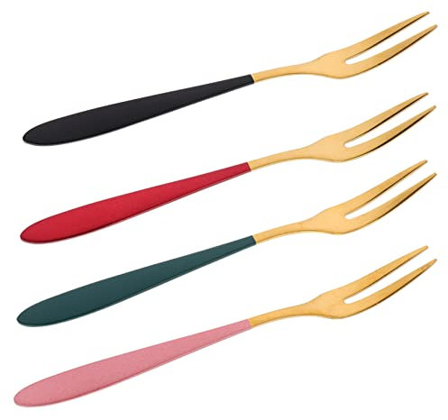 GRIRIW 4Pezzi Forchette Inossidabile Per Frutta e Dessert Eleganti Forchettine Resistente e Facile Da Colori