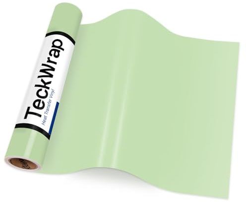 TECKWRAP Mint Green Heat Transfer Vinyl 12'' x16ft HTV Vinyl Roll Iron on Vinyl for T-Shirts, Clothes, Hats, Bags and Other Textiles