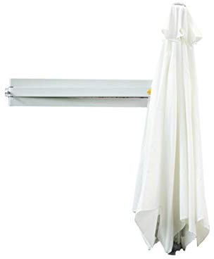 GSZCCZS Parasoles de jardín de pared blanca montados al aire libre de jardín patio inclinados Parasoles con soporte de aluminio Parasoles de exterior 8ft