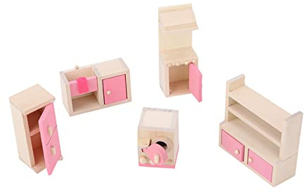 Pssopp Juego de Muebles de Mini Casa de Muñecas 1:12, Juguete de Madera para Niños con Accesorios de Cocina, Comedor, para Juegos de rol Creativos (Cocina)
