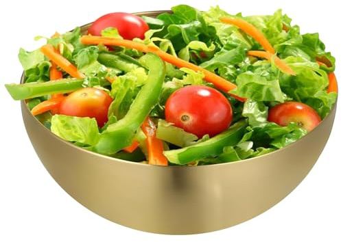 Junohawk Stainless Steel Salad Bowls, Multi-use Kitchen Mixing Bowls for Cooking, Baking and Food Prep, Gold