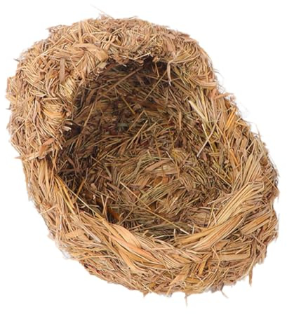 Gadpiparty Nido de Paja para Mascotas Pequeñas Cama Tejida de Césped Natural Tamaño Mediano Color Amarillo Claro Adecuado para Hámster Conejo Gato y Cobaya Accesorio Duradero y Cómodo