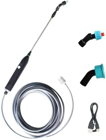 Spruzzatore elettrico ricaricabile con manico per irrigazione elettrica, spruzzatore portatile, bacchetta telescopica, per fertilizzare prato, cortile, erba, fattoria, patio, fiori, verdure