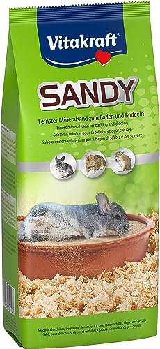 Vitakraft Sandy, feine Mineralsand, für Chinchillas, für Degus, für Rennmäuse, besonders fellschonend (1x 1kg)