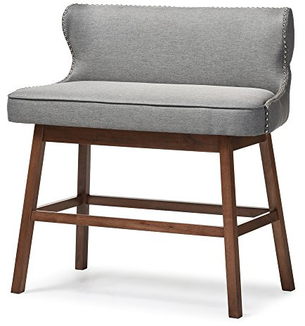 Baxton Studio Gradisca Modern and Contemporary Grey Fabric Button-tufted Upholstered Bar Bench Banquette