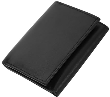 RAS Mens RFID Blocking Compact Genuine Leather Small Trifold Wallet 185 Black