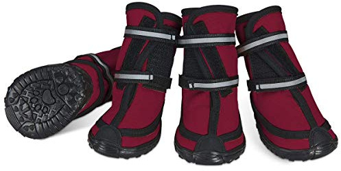 Stivali Protettivi Per Cani Set di 4 Impermeabili Scarpe Anti Scivolo Con Fibbia Adesiva Cinghie Riflettenti Calde Resistenti All'usura Per Taglia Media Camminate Invernali Rosso XS