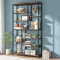 Tribesigns Bücherregal, Standregal mit 8 Ebenen 9 Ablagen, Modernes Freistehendes Offenes Bücherregal, für Wohnzimmer, Büro, Schlafzimmer, 30 x 100 x 200cm, Rustikales Braun