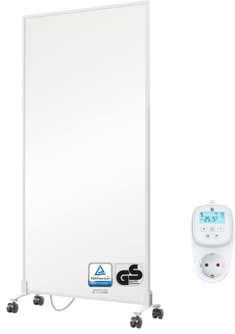 BR Bringer Infrarotheizung Standgerät - 1000 Watt - Energiesparend - Mobile Elektroheizung mit Standfüßen auf Rollen, Smart Thermostat, WiFi und App - TÜV & GS (weiß)