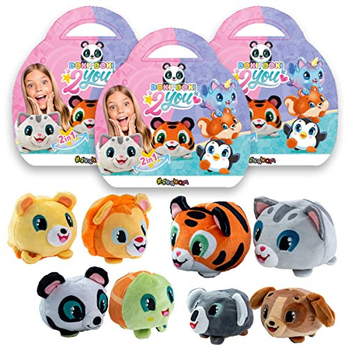 #sbabam, Doki Doki 2 You, Spielzeug aus Zeitungskiosk, Plüschkatze, Panda, Schildkröte und Andere - Spielzeugtiere für Kinder, Sammelfiguren, Geschenk 3 Stück