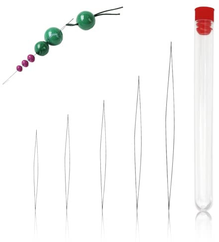 5 Stück Perlennadel, 5 Verschiedene Größen Perle Nadel Set, Große Auge Perlen Nadel, Offene Perlennadeln, für Handwerk Herstellung von Armbändern, Armbändern, Halsketten, Schmuck