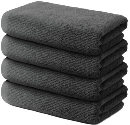 4 er Set Handtücher 50x100 cm | Frottee Weich & Flauschig | 100% Baumwolle | Frottier Handtuch Duschtuch Badetuch Badehandtuch | Oeko-Tex | 500g/m² | Ôhm | Dunkelgrau