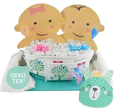 Windeltorte Zwillinge - Bub - Junge & Mädchen - Geschenk zur Geburt - Babyparty - Baby - Babyshower - Pullerparty (Mädchen/Junge)