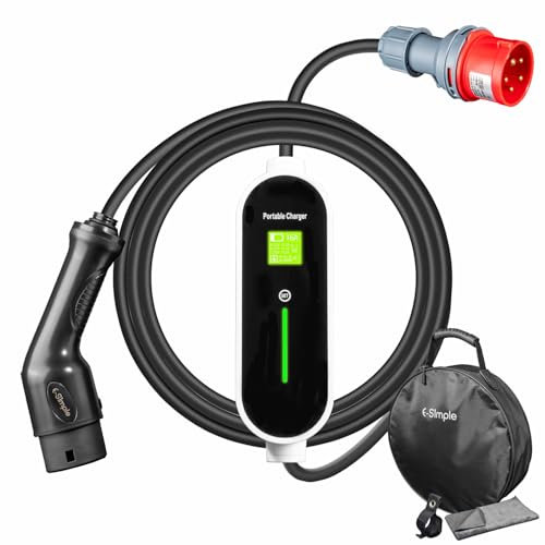 E-S1mple Mobile Wallbox 11kW [7.5m 3-Phasig 8-16A] Ladekabel CEE 16A auf Typ 2 11KW mit Einstellbarer Ladeleistung für Elektroautos
